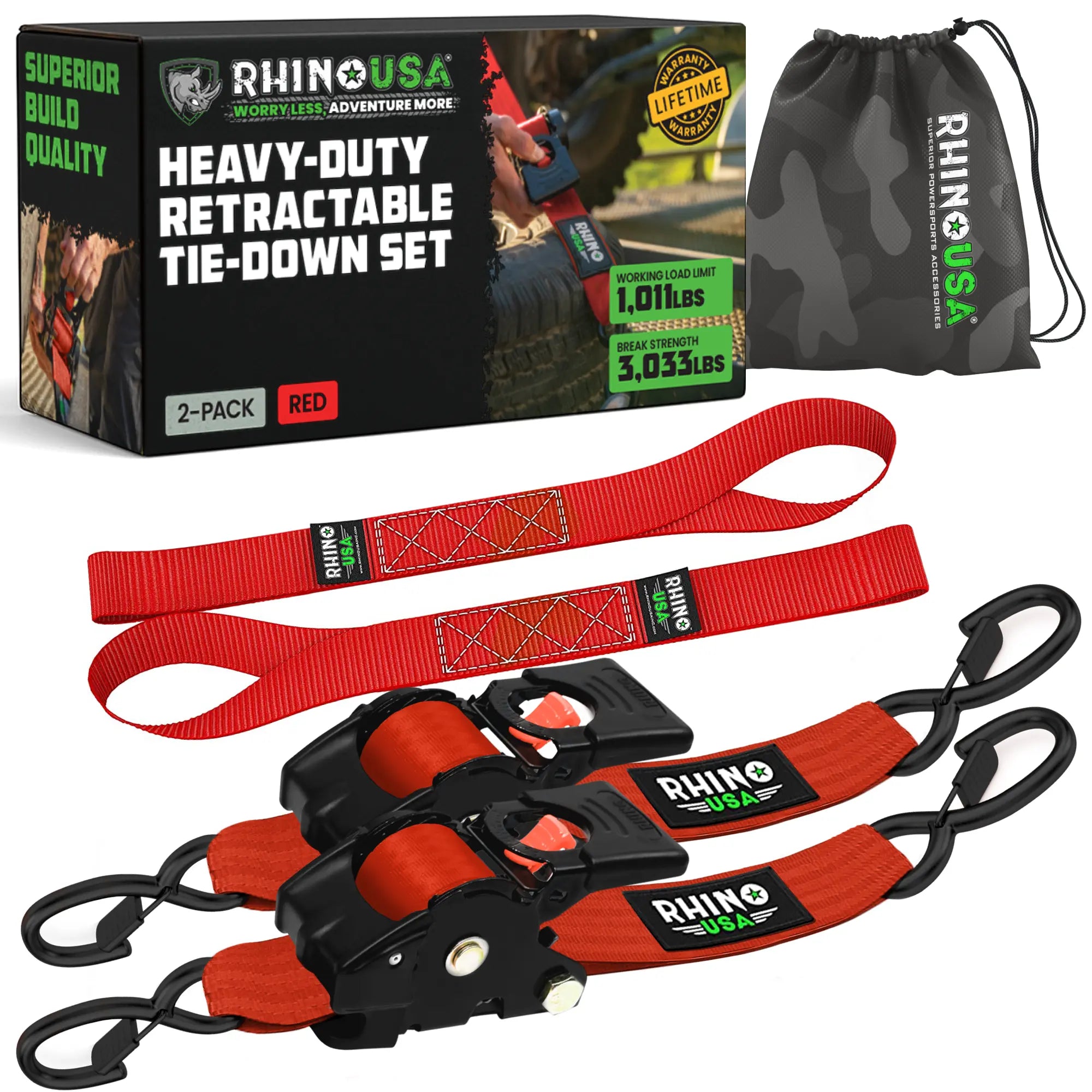Rhino USA Retractable Ratchet Straps