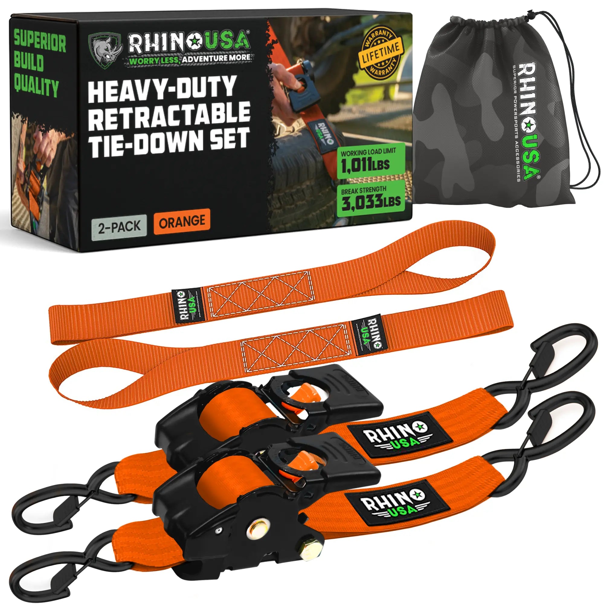 Rhino USA Retractable Ratchet Straps